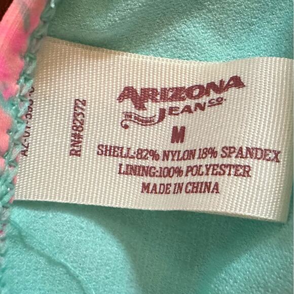 Arizona Jean Swim Beach Bikini Bottom Pink Mint Green Print NWT Medium - Picture 7 of 8